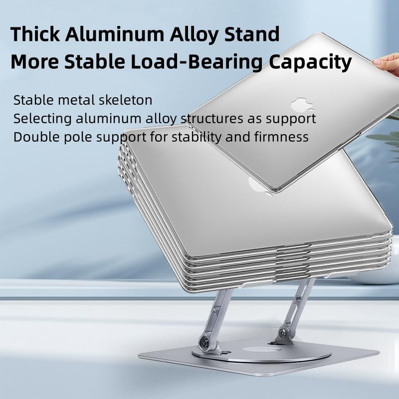 MOCA Laptop Stand for Desk, Adjustable Laptop Stand with 360° Rotating Base for MacBook, Hp, Xps, Acer & More Laptop Riser for Work,Portable Laptop Stand, fits for All 10-17" Laptop (Silver) 19 51aS7YW0HiL