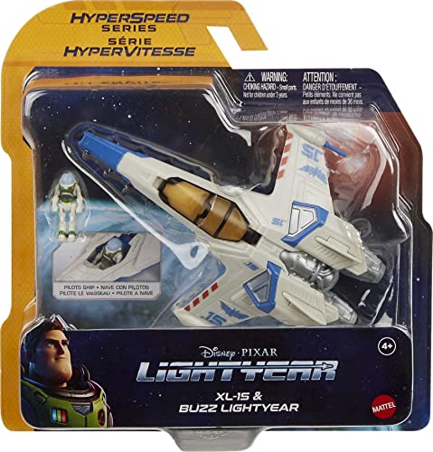 Disney Pixar Buzz l’Éclair Vaisseau Spatial XL-15 Série Hypervitesse (15,2 cm) et Figurine Buzz l’Éclair (3,2 cm), à Collectionner, Jouet Enfant, Dès 4 ans, HHJ95