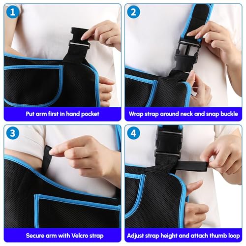 Image of Arm Sling Pouch Belt with Adjustable Shoulder Strap for Fracture, Sprain & Dislocation Pain Relief | Forearm, Elbow & Wrist Support | Lightweight, Breathable Orthopedic Arm Brace Immobilizer for Men & Women