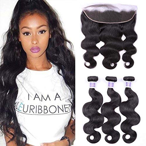 LSY 13x4 Ear To Ear Lace Frontal Closure With Bundles Brazilian Body Wave Virgin Human Hair Extensions With Full Lace Frontal Closure (10 12 14+10)