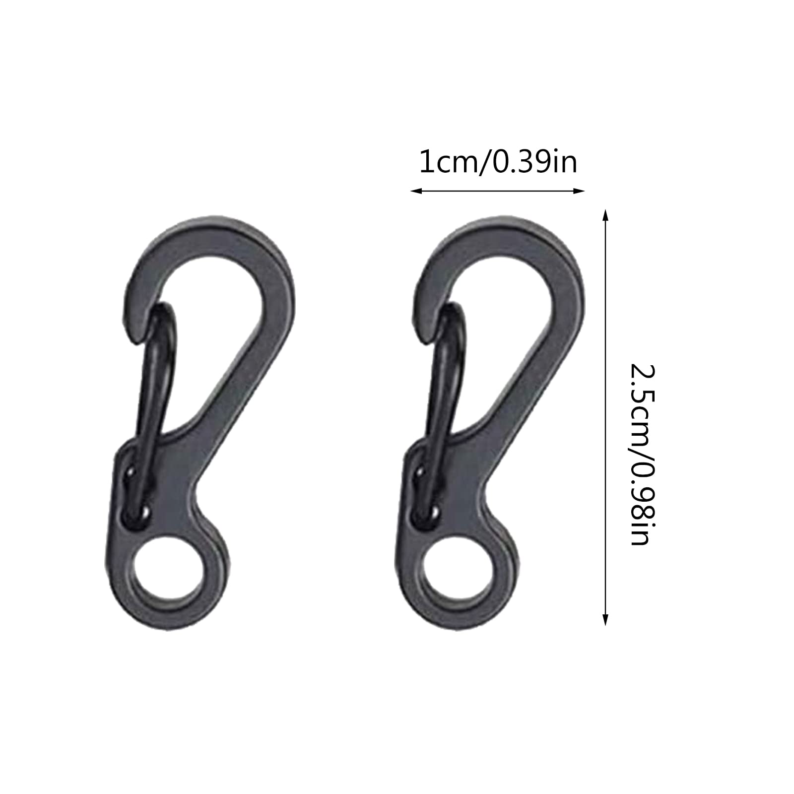 5 Mini Moschettoni A Molla Per Chiavi, Zaini, Camping - Nero, Lega Di Zinco Resistente