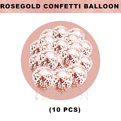 Image of Party Propz Rose Gold Confetti Balloons - Set of 10 Pcs Rose Gold Balloons For Decoration | Confetti Balloons | Anniversary Decoration Items | Baby Shower Decorations (Latex)