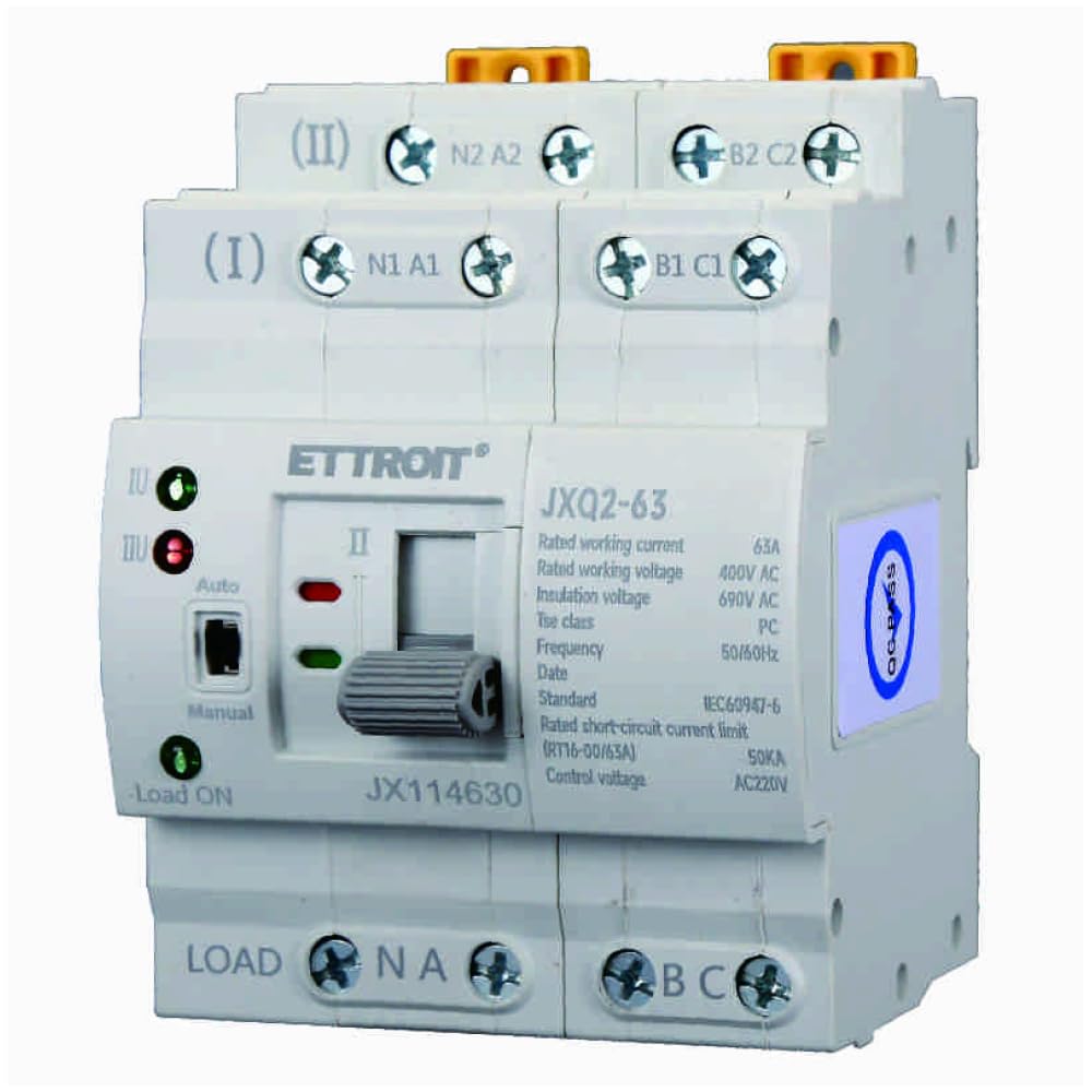 Interruttore di trasferimento automatico ATS, 4P, 400Vac, 63A - Ettroit JX114630