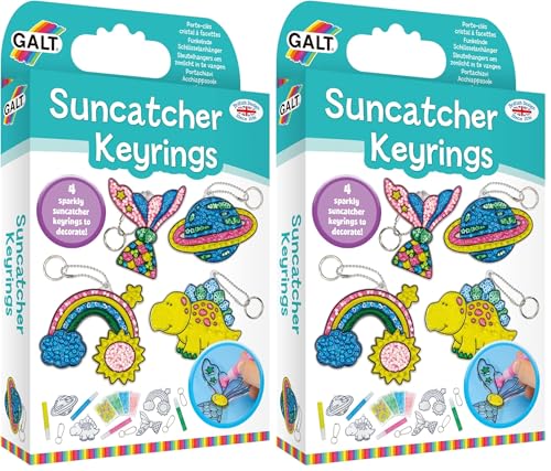 Image of Galt, Suncatcher Keyrings, Suncatcher Kits for Kids, Ages 6 Years Plus (Pack of 2)