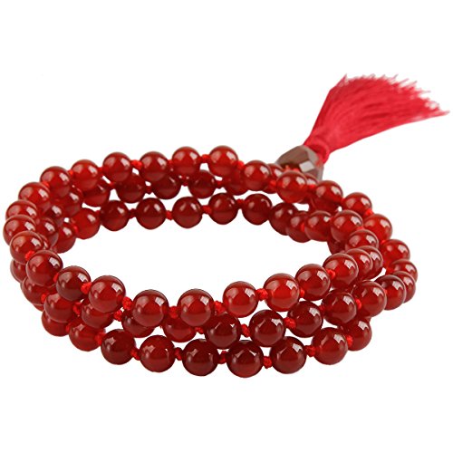 Image of Nupuyai Gemstone Mala Healing Crystal Beads Necklace, Tassel Meditation Yoga Bracelet, Boho Statement Long Chain