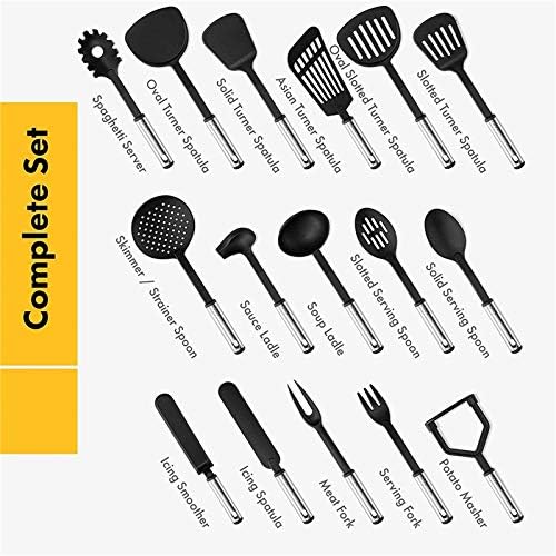 Miniatura 7 de Juego de utensilios de cocina clásicos de 40 piezas, utensilios de cocina de nailon y acero inoxidable, juego de espátulas antiadherentes, juego de