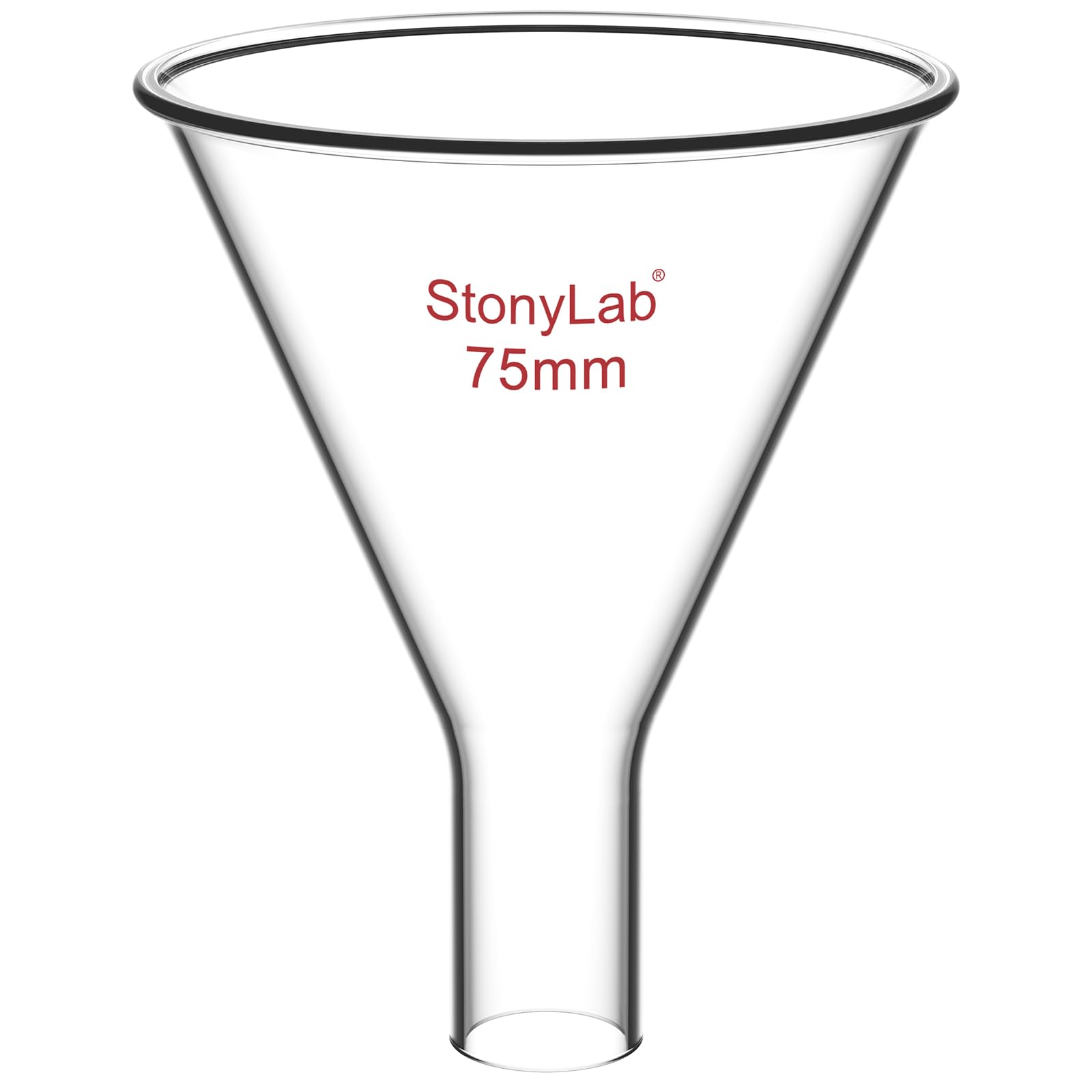 stonylab Imbuto in Vetro per Polvere, Muro Pesante Powder Funnel Vetro Borosilicato Imbuto a Stelo Corto con Diametro Superiore di 75 mm e Lunghezza dello Stelo di 22 mm