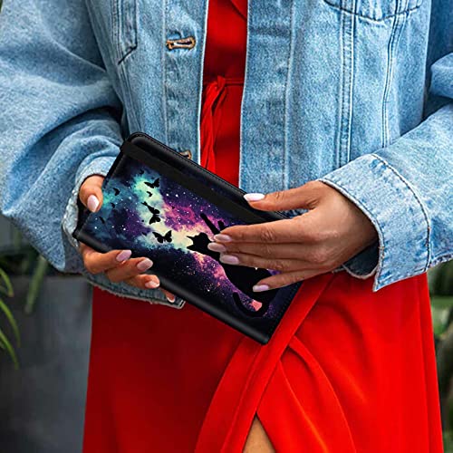 Beotiwad Checkbook Cover Galaxy Butterfly Cat Pattern Premium Leather Check Book Holder Wallet With Rfid Blocking Function For Men And Women #TOP6