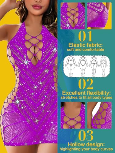 Image of Women's Lingerie Women Fishnet Babydoll Lingerie Dress Chemise Halter Nightwear Mini Teddy Dress DIY Stripper Outfits