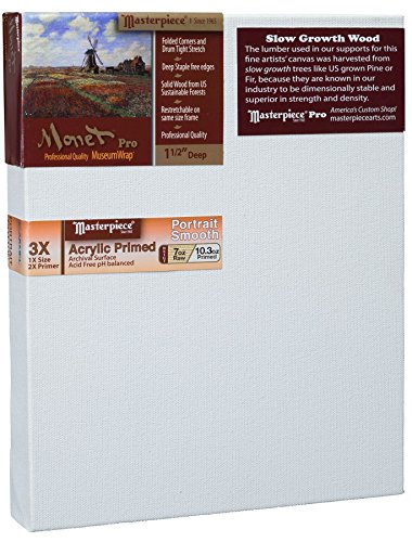 Masterpiece Artist Canvas MC-1117 Monet Pro 1-1/2' Deep, 11' x 17', Cotton 10.3oz - 3X - Carmel Portrait Smooth