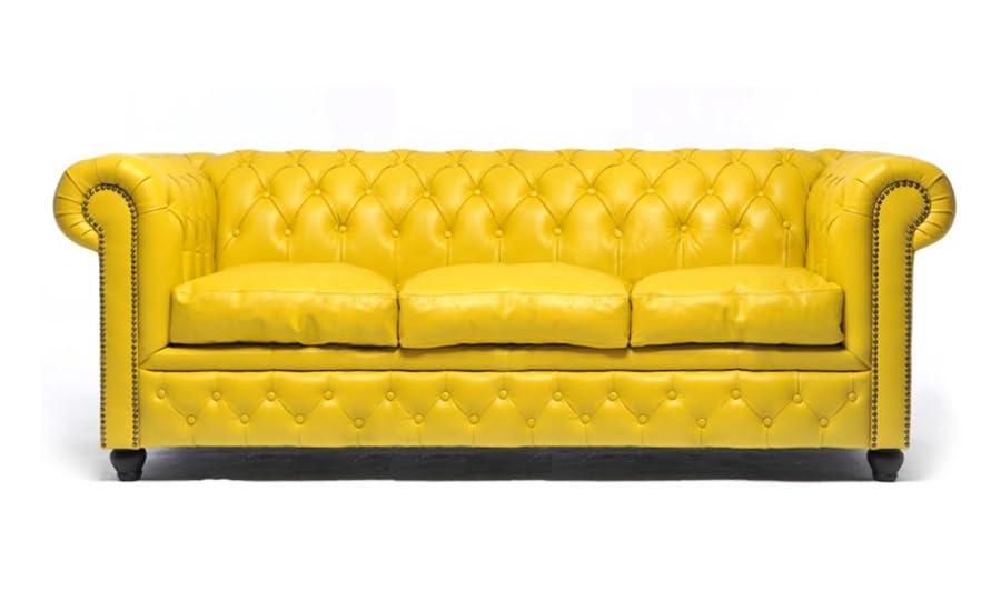 The Chesterfield Brand Chesterfield Brighton 3 Seater Sofa | 100% Leather, Handmade, Original Chesterfield | Width 200 cm (Yellow)