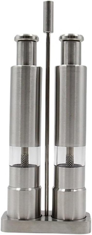 Stainless Steel Thumb Push Mini Salt and Pepper Grinder Set, Single Hand Manual Mill