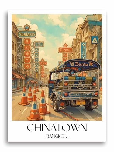 Impression d'art Bangkok Chinatown - Poster de ville haut de gamme format A1 à A4