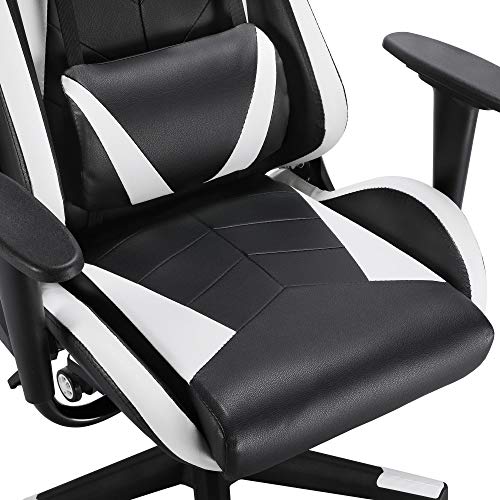 Yaheetech High Back Gaming Chair PU Leather Ergonomic Swivel Racing Office Chair with Headrest and Lumbar Support