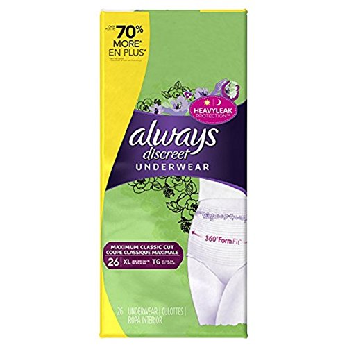 Discreet, Incontinence Underwear, Maximum Classic Cut, Extra-Large, 26 Count (Pack of 2)