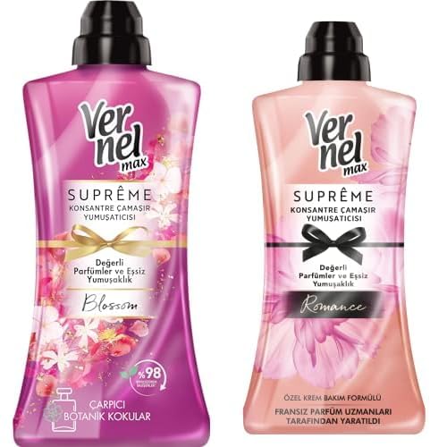Vernel Supreme Blossom Yumuşatıcı 1,2L ve Vernel Max Konsantre Çamaşır Yumuşatıcısı 1200 ml (50 Yıkama) Supreme Romance