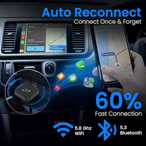Image of Autofy K1F Wireless Apple CarPlay Android Auto Adapter - Fast Connect & Auto Reconnect - High Performance Device for All Cars & iOS Android Mobile Phones - Easy Setup for iOS Android Bluetooth 5.3