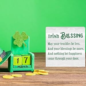 Irish Blessing Decor St Patricks Day Decor St Patrick Decorations for Home Office Desk Decor St Patricks Day Decorations Sign St Patricks Day Gifts for Coworkers 5 X 5 Inch