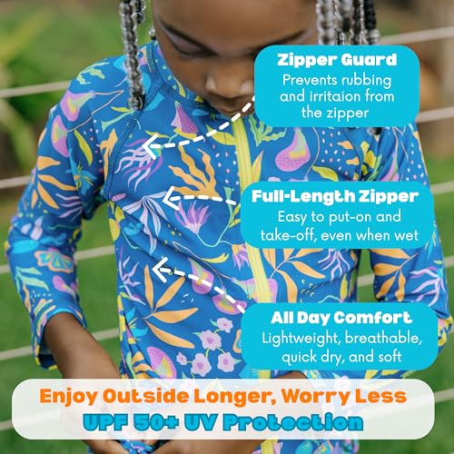 Image of SwimZip Girls' 3 Pc Swim Set w /Long Sleeve Rash Guard, Tankini & Shorts UPF 50+