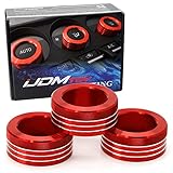 iJDMTOY 3pcs Red Anodized Aluminum AC Climate Control Switch Turner Ring Covers Compatible with 2013-2021 Subaru BRZ and Scion FR-S/Toyota 86 RS/TRD Models