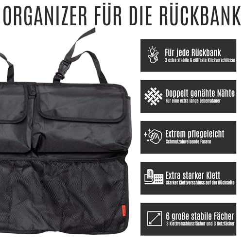 NoGuZ - 2er Set Premium Kofferraumtasche inkl. Organizer (verstärkte Ausführung) - Auto Faltbox 35 Liter & Kofferraum-Tasche für Rückbank mit viel Stauraum - Autotasche faltbar als Aufbewahrungsbox