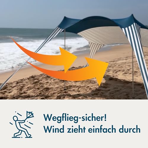 MOMEVO - Sunsail Young Family Strandzelt - Sonnensegel Strand mit zertifiziertem UV Schutz UPF50+ (Bis 4 Personen, Sailor) – Bild 6