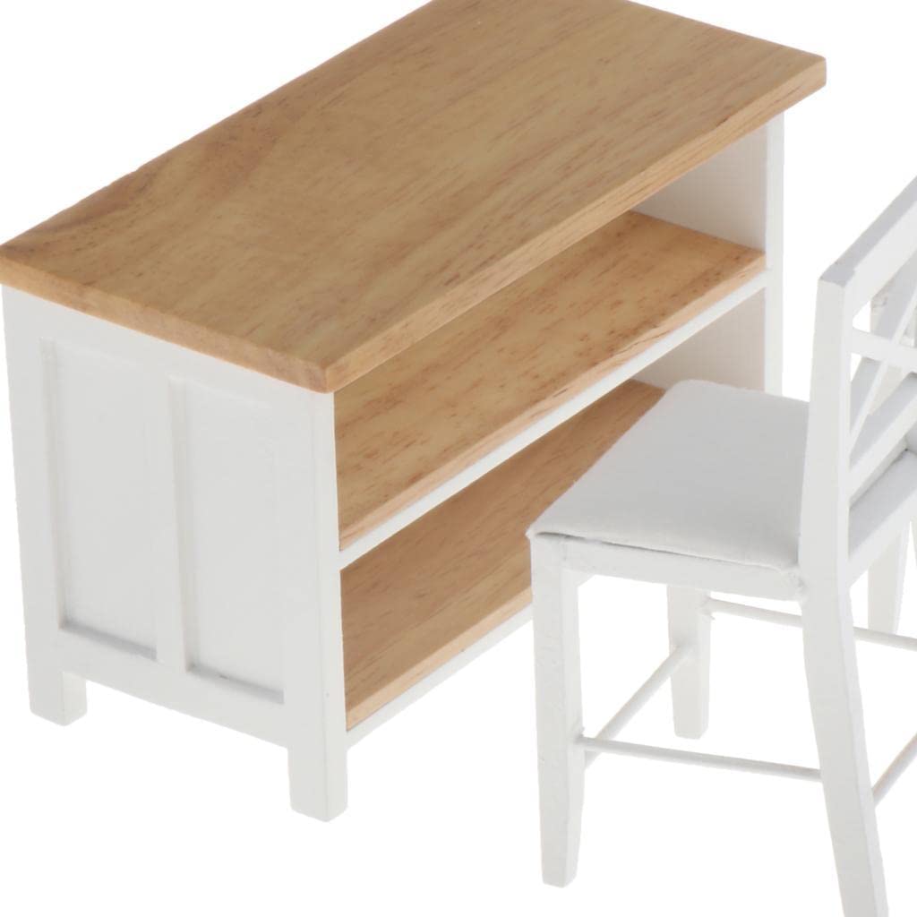 Casa delle Bambole Mini Hobby Set Mobili in Legno Miniaturizzato Accessori Realistici Sedia E Tavolo 1 12 Design Raffinato Fai da Te Adatta per, 3Pcs Cabinet Sedie