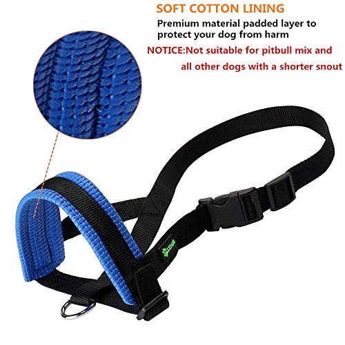 Nylon Dog Muzzle for Small,Medium,Large Dogs Prevent from Biting,Barking and Chewing,Adjustable Loop(XL/Blue) - Thumbnail 5