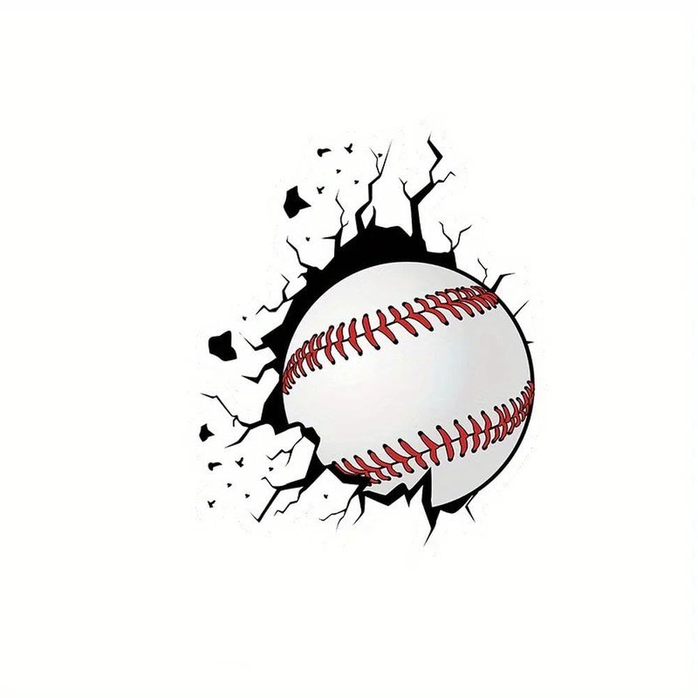 Effect The Baseball Broke Waterproof Decals Stickers for Car Laptop Wall Windows Auto Bumper Windshield