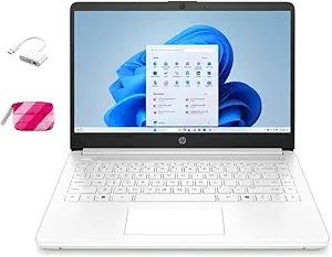 HP 14 Laptop, Intel Celeron N4020, 4 GB RAM, 64 GB Storage, 14-inch Micro-edge HD Display, Windows 11 Home, Thin & Portable, 4K Graphics, One Year of Microsoft 365 (14-dq0030nr, Pale Rose Gold)