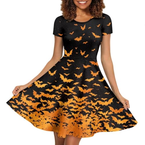 Image of AFPANQZ Womens Casual Summer Lightweight Vintage Dress Short Sleeve Midi Dress Knee-Long Luxury Formal Dress