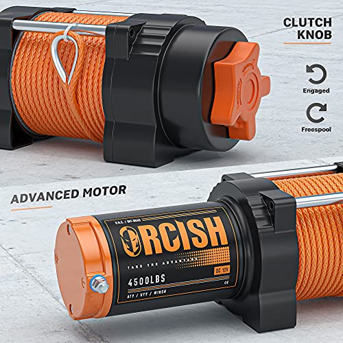 Orcish 12V 4500Lbs Waterproof Electric Winch, Synthetic Rope Atv/Utv/Truck Winch Kit For Towing thumb #3