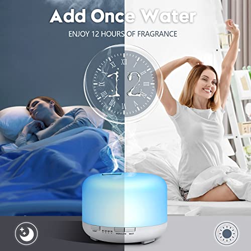 YIKUBEE Oil Diffuser, 500ml Essential Oil Diffuser, Humidifier with Remote Control, Aromatherapy Diffusers for Home, Diffusers for Essential Oils Large Room - Image 3