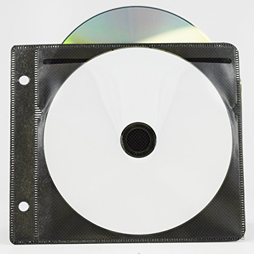 CD DVD Black 2-Pocket Binder Sleeve, 100 Pack