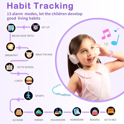 Image of Cosjoype Kids Smart Watches Girls Gift Age 3-12, with 39 Puzzle Games HD Video Camera Music Player Learning Cards Storybook Pedometer Flashlight Touchscreen Kid Watch Brithday Gift for Girls