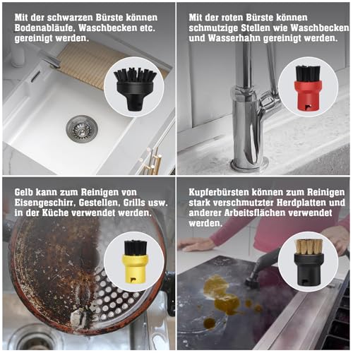 11 Stück Bürstenkopf Dampfreiniger Zubehör Kompatibel mit Karcher Dampfstaubsaugern SC1 SC2 SC3 SC4 SC5 SC7 CTK10