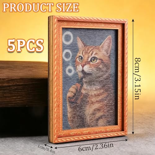 Imanes Decorativos de Madera con Diseño de Gato Retro 5 Pcs miniatura 2