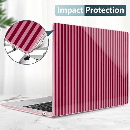 DONGKE for MacBook Air 13 Inch (13.6 Inch) Case, M5/M4/M3/M2 Chip 2026 2025 2024 2023 2022, Hard Plastic Printed Cover with Screen Protector & Keyboard Cover & Dust Plugs, Red & Pink Stripes by DONGKE - Image 6