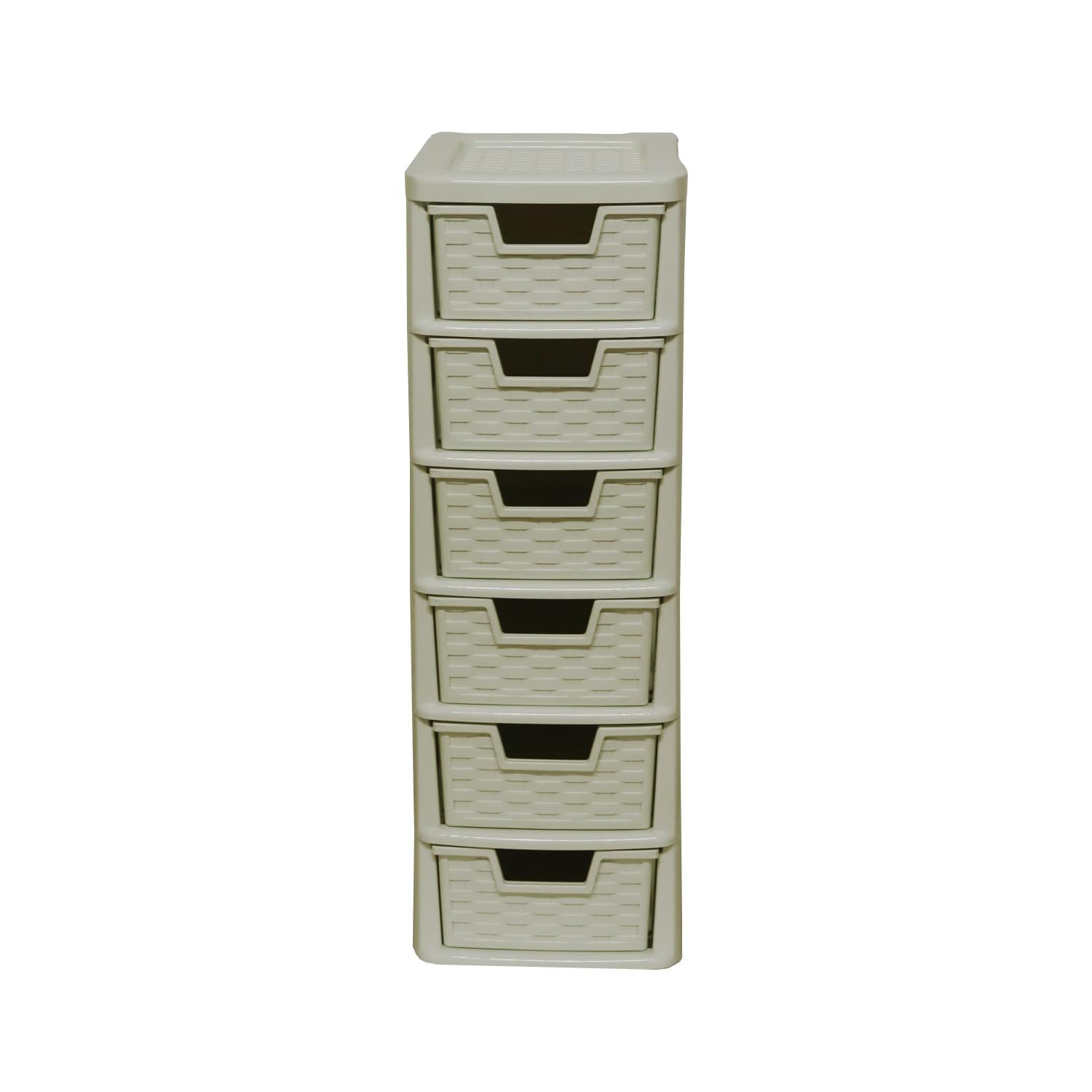 SIDSONS Plastic Storage Drawer Unit 6 Drawer Tiny Tower Rattan Effect Tower Unit Cream Drawers Any Room, Bathroom, Bedroom, Home Office/Study, Kitchen, Living Room Storage Organizer Rack 6 Tier