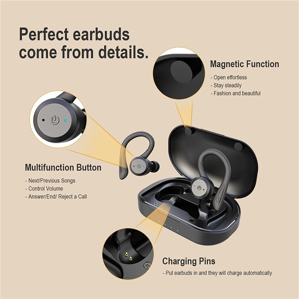 Cuffie Bluetooth con Microfono, Cuffie Wireless con Riduzione del Rumore, IPX7 Impermeabile, Auricolari Stereo Hi-Fi, per L'allenamento in Palestra,Rosa