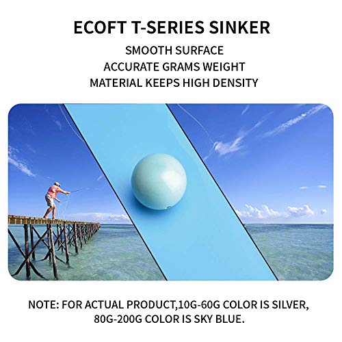 Ecoft Lead Free Fishing Sinkers And Weights Coated Egg Sinkers Cannonball Sinkers Assorted Sizes 10G-200G In Bag And Fishing Weights Sinkers Assortment Box Drop Shot For Saltwater Freshwater #TOP3