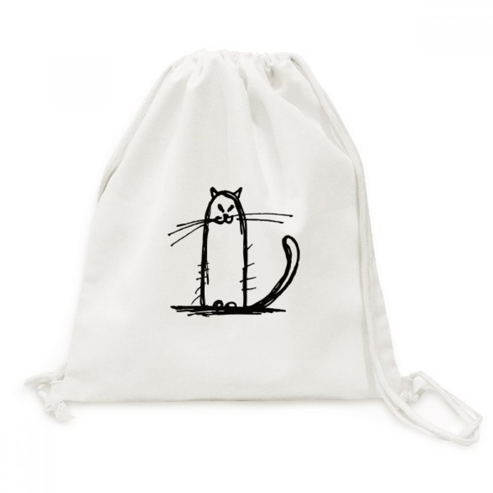Toile drawstring backpack avec motif chat noir mignon pour voyage