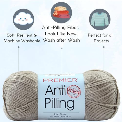 Image of Premier Yarns Anti-Pilling Everyday DK Cappuccino 1107-21 (6-Skeins-Same Dye Lot) DK Light Worsted #3 Anti-Pilling Acrylic Yarn for Crocheting and Knitting with Project Bag