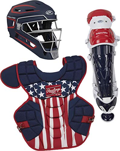 Rawlings | Velo 2.0 Baseball Catcher's Set | NOCSAE Certified | Intermediate Ages 12-15 |Stars and Stripes