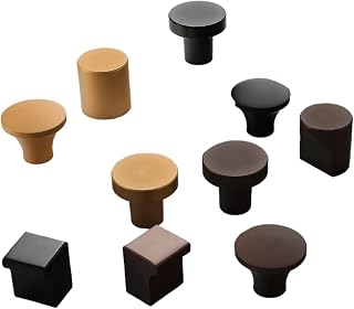 UIHFIDIU Manijas for cajones de armario de cocina de un solo orificio, redondas, marrones, sólidas, herrajes for muebles, 2 unidades(822 Brown)