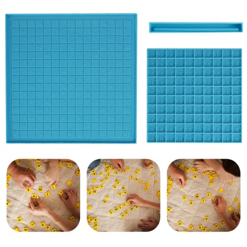 Scrabble Board Game Mold Set 3 Pcs, Diy Silicone Puzzle Game Mold, Resin Game Casting Mold, English Spelling Puzzle, Alphabet Letter Word Matching, Gift For Boys, Girls, Kids, Teens, Adults (Blue) #TOP6