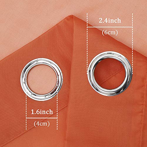 Keqiaosuocai Patio Door Sheer Curtain Panels - Ceiling To Floor Extra Long Voile Drape Curtains Window Treatment For Sliding Glass Door (Burnt Orange,2 Pieces,W 54 X L 95 Inches) #TOP4