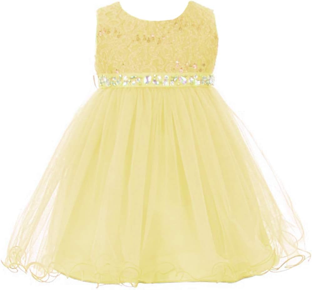 Babyhug Sleeveless Party Frock With Floral Corsage & Sequine Detailing - Yellow main image 0