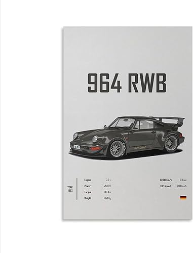 Póster de coche 911 GT3RS - Póster de pared de coche de carreras, pósteres vintage para hombres, impresiones artísticas de automóvil 911, lienzo