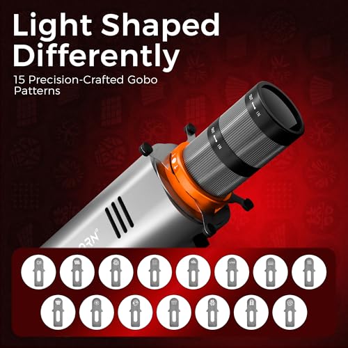 Image of Welborn WB-OS-45R Professional 45W LED Spotlight with Focus Lens, 15 Creative Shapes, 5 Color Filters, Bi-Color 2700K-6500K, 6000mAh Rechargeable Battery